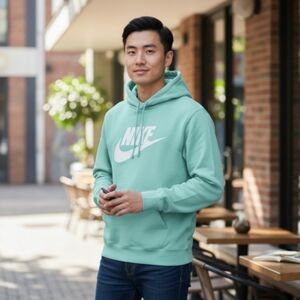 Nike Sportswear Club Fleece Hoodie Bleached Aqua Street Ready Men's Size Med